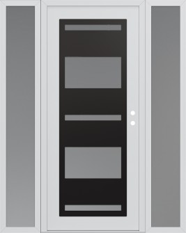 Diamond C10 64" x 80" white/white frosted Glass Panel black LHI with 2 Sidelites frosted Glass