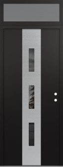 DIAMOND A7 36" X 96" BLACK/BLACK MIRRORED GLASS PANEL STAINLESS STEEL LHI WITH TRANSOM FROSTED GLASS