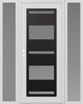 Diamond C10 68" x 80" white/white frosted Glass Panel black RHI with 2 Sidelites frosted Glass