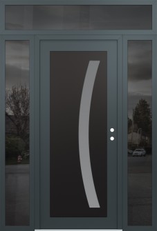 Diamond C4 64" x 96" anthracite/anthracite frosted Glass Panel black LHI with 2 Sidelites and Transom mirrored Glass