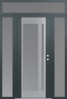 Diamond C15 68" x 96" anthracite/anthracite frosted Glass Panel stainless steel LHI with 2 Sidelites and Transom frosted Glass
