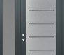 Modern Steel Front Door Diamond C11 52" x 96" anthracite/anthracite frosted Glass Panel stainless steel RHI with Sidelite and Transom frosted Glass