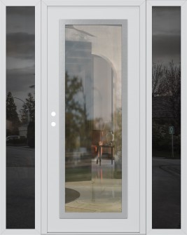 Diamond C1 60" x 80" white/white clear Glass Panel stainless steel RHI with 2 Sidelites mirrored Glass