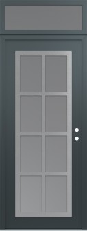 Diamond C16 36" x 96" anthracite/anthracite frosted Glass Panel stainless steel LHI with Transom frosted Glass