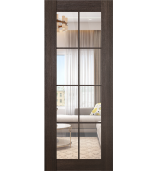 DOOR SLAB AVON 8 LITE CLEAR VETRO VERALINGA OAK 30" X 80" X 1 3/4" TEMPERED CLEAR GLASS