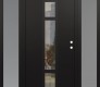 Modern Steel Front Door DIAMOND A9 64" X 80" BLACK/BLACK CLEAR GLASS PANEL BLACK LHI WITH 2 SIDELITES FROSTED GLASS