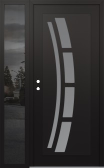 Diamond C12 50" x 80" black/white frosted Glass Panel black RHI with Sidelite mirrored Glass