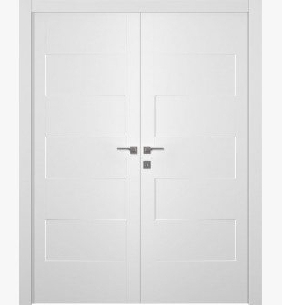5 Panel Modern Shaker Snow White Double doors