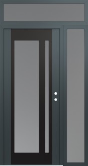 Diamond C15 48" x 96" anthracite/anthracite frosted Glass Panel black LHI with Sidelite and Transom frosted Glass
