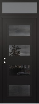 Diamond C2 36" x 96" black/black mirrored Glass Panel black RHI with Transom frosted Glass