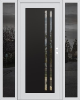 Diamond C6 64" x 80" white/white clear Glass Panel black LHI with 2 Sidelites mirrored Glass