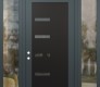 Modern Steel Front Door Diamond C8 64" x 96" anthracite/anthracite mirrored Glass Panel black RHI with 2 Sidelites and Transom clear Glass
