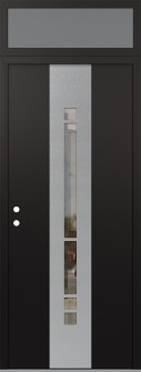 DIAMOND A3 36" X 96" BLACK/BLACK CLEAR GLASS PANEL STAINLESS STEEL RHI WITH TRANSOM FROSTED GLASS