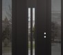 DIAMOND A8 60" X 96" BLACK/BLACK CLEAR GLASS PANEL BLACK RHI WITH 2 SIDELITES AND TRANSOM MIRRORED GLASS