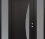 Modern Steel Front Door Diamond C13 64" x 96" black/white frosted Glass Panel black LHI with 2 Sidelites and Transom frosted Glass