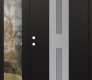 Modern Steel Front Door DIAMOND A6 48" X 80" BLACK/WHITE FROSTED GLASS PANEL STAINLESS STEEL RHI WITH SIDELITE CLEAR GLASS