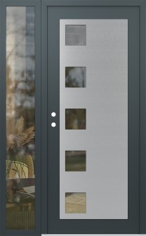 Diamond C5 48" x 80" anthracite/anthracite clear Glass Panel stainless steel RHI with Sidelite clear Glass