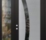 Modern Steel Front Door Diamond C4 50" x 96" black/black mirrored Glass Panel stainless steel RHI with Sidelite and Transom clear Glass