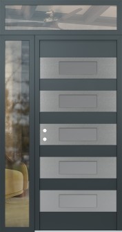 Diamond D5 48" x 96" anthracite/anthracite frosted Glass Panel stainless steel RHI with Sidelite and Transom clear Glass