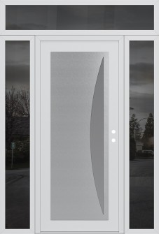 Diamond C13 60" x 96" white/white frosted Glass Panel stainless steel LHI with 2 Sidelites and Transom mirrored Glass