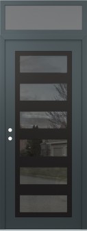 Diamond C9 36" x 96" anthracite/anthracite mirrored Glass Panel black RHI with Transom frosted Glass