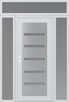 Diamond C7 60" x 96" white/white frosted Glass Panel stainless steel RHI with 2 Sidelites and Transom frosted Glass