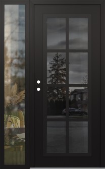 Diamond C16 48" x 80" black/black mirrored Glass Panel black RHI with Sidelite clear Glass