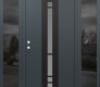 Modern Steel Front Door DIAMOND A3 60" X 80" ANTHRACITE/ANTHRACITE FROSTED GLASS PANEL BLACK RHI WITH 2 SIDELITES MIRRORED GLASS