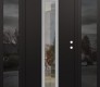 Modern Steel Front Door DIAMOND A11 64" X 80" BLACK/BLACK CLEAR GLASS PANEL STAINLESS STEEL LHI WITH 2 SIDELITES MIRRORED GLASS