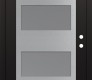 Modern Steel Front Door Diamond C2 36" x 80" black/white frosted Glass Panel stainless steel LHI
