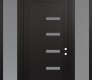Modern Steel Front Door Diamond C8 68" x 96" black/white frosted Glass Panel black LHI with 2 Sidelites and Transom frosted Glass