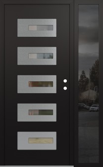 Diamond D6 52" x 80" black/black clear Glass Panel stainless steel LHI with Sidelite mirrored Glass