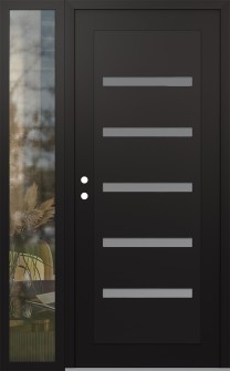 Diamond C7 52" x 80" black/white frosted Glass Panel black RHI with Sidelite clear Glass