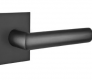 Modern Steel Front Door EMTEK STUTTGART LEVER WITH SQUARE ROSETTE PRIVACY RH FLAT BLACK (US19) 5210