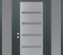 Modern Steel Front Door Diamond C7 64" x 96" anthracite/anthracite frosted Glass Panel stainless steel RHI with 2 Sidelites and Transom frosted Glass
