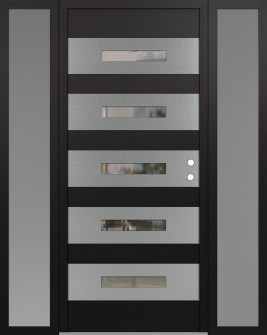 Diamond D9 60" x 80" black/black clear Glass Panel stainless steel LHI with 2 Sidelites frosted Glass