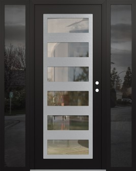 Diamond C9 68" x 80" black/black clear Glass Panel stainless steel LHI with 2 Sidelites mirrored Glass
