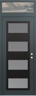 Diamond C2 36" x 96" anthracite/anthracite frosted Glass Panel black LHI with Transom clear Glass