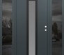 Modern Steel Front Door DIAMOND A11 68" X 80" ANTHRACITE/ANTHRACITE FROSTED GLASS PANEL BLACK LHI WITH 2 SIDELITES MIRRORED GLASS