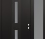 Modern Steel Front Door DIAMOND A6 52" X 96" BLACK/WHITE FROSTED GLASS PANEL BLACK LHI WITH SIDELITE AND TRANSOM FROSTED GLASS