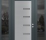 Modern Steel Front Door Diamond C8 64" x 96" anthracite/anthracite frosted Glass Panel stainless steel LHI with 2 Sidelites and Transom mirrored Glass