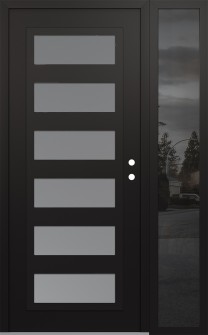 Diamond C9 50" x 80" black/white frosted Glass Panel black LHI with Sidelite mirrored Glass