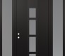 Modern Steel Front Door DIAMOND A10 60" X 96" BLACK/WHITE FROSTED GLASS PANEL BLACK RHI WITH 2 SIDELITES AND TRANSOM FROSTED GLASS