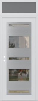 Diamond C10 36" x 96" white/white clear Glass Panel stainless steel RHI with Transom frosted Glass