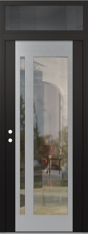 Diamond C15 36" x 96" black/black clear Glass Panel stainless steel RHI with Transom mirrored Glass