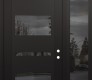 Modern Steel Front Door Diamond C10 50" x 96" black/black mirrored Glass Panel black LHI with Sidelite and Transom mirrored Glass