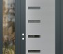 Modern Steel Front Door Diamond C8 48" x 96" anthracite/anthracite mirrored Glass Panel stainless steel RHI with Sidelite and Transom clear Glass