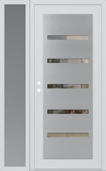 Diamond C7 48" x 80" white/white clear Glass Panel stainless steel RHI with Sidelite frosted Glass
