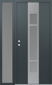 DIAMOND A9 52" X 80" ANTHRACITE/ANTHRACITE FROSTED GLASS PANEL STAINLESS STEEL RHI WITH SIDELITE FROSTED GLASS