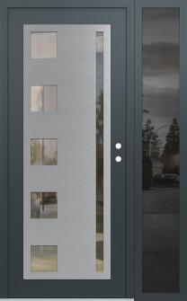 Diamond C3 52" x 80" anthracite/anthracite clear Glass Panel stainless steel LHI with Sidelite mirrored Glass